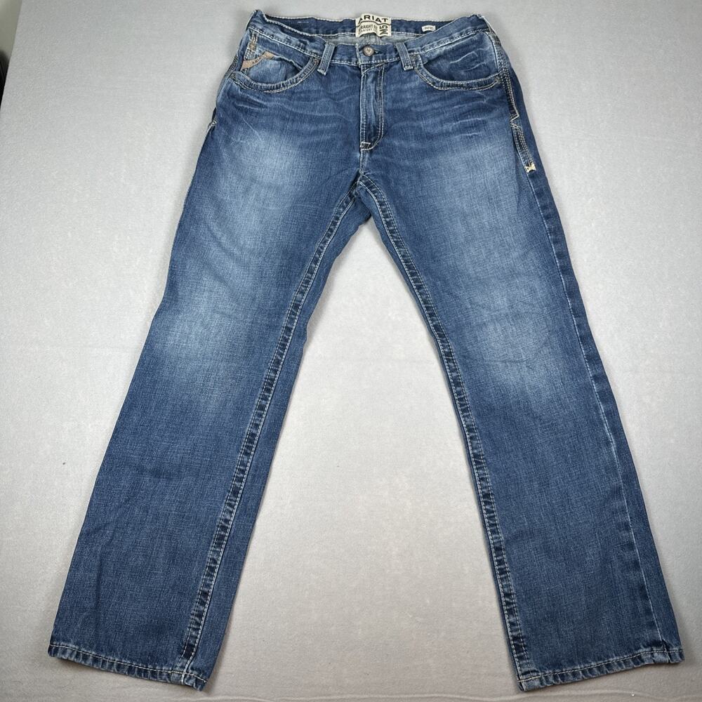 Ariat Mens 34/32 Straight Fit Straight Leg M5 Embroidered Denim Gulch Jeans